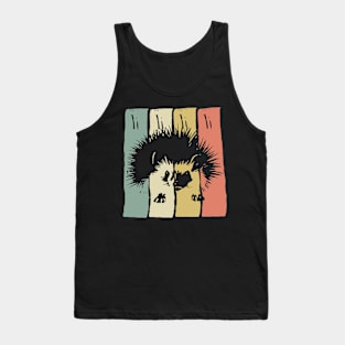 Hedgehog Silhouette | Retro Autumn Forest Animal Tank Top